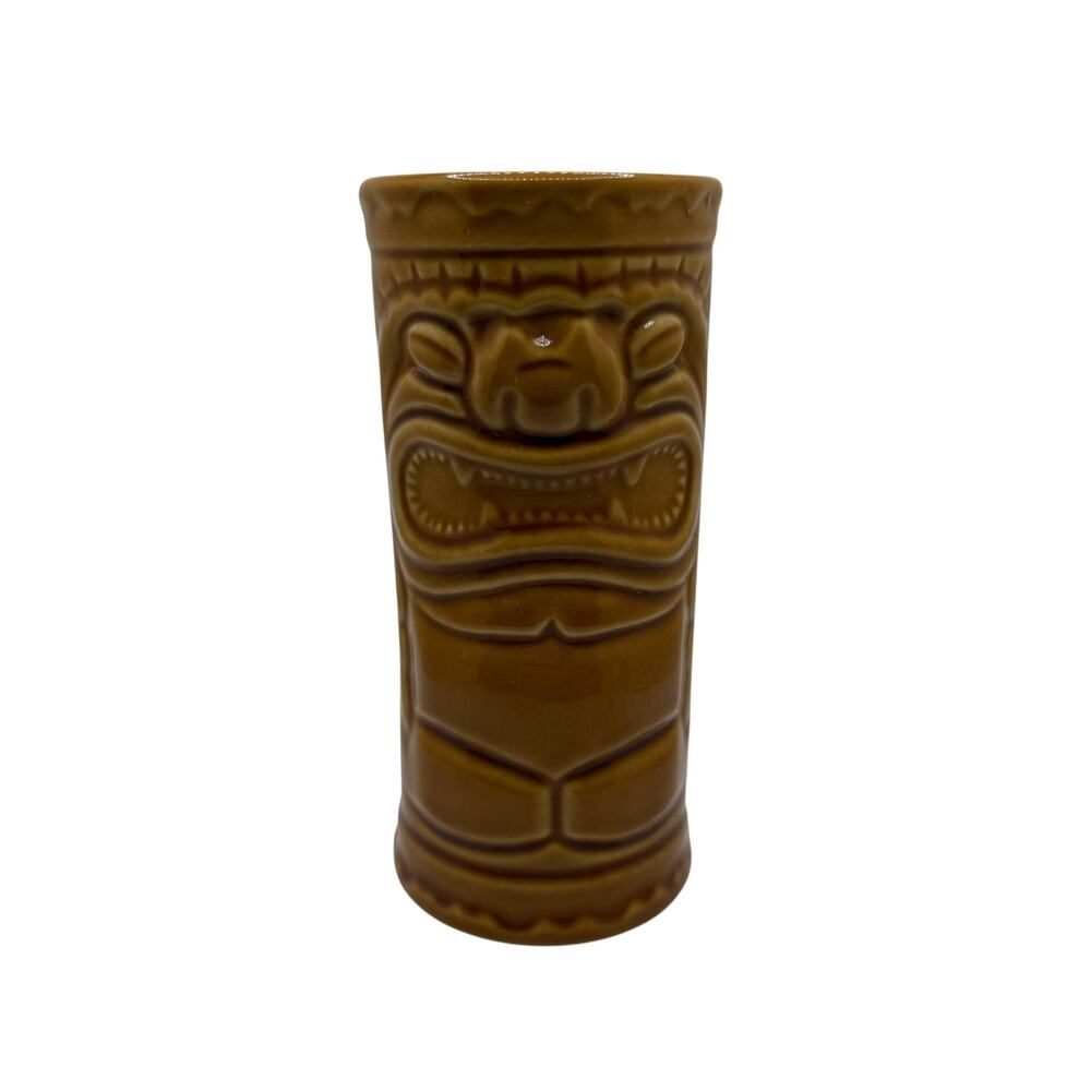 Vintage 2001 Accoutrements Tiki Mug Ceramic‎ Brown Totem Cocktail Glass Barware